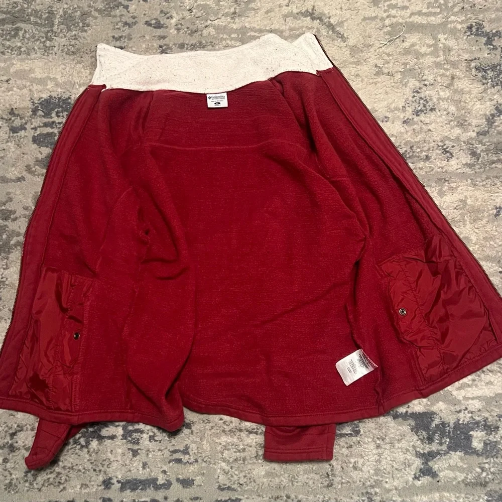 Columbia Women’s XL Red Fleece Lined Zip Jacket Coat Full Zip Soft Shell Outdoor